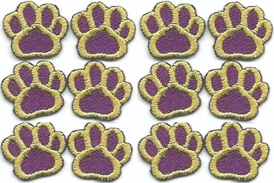 Purple Dog Paw Print Patch Embroidered Iron on Sew on Cut out Lot of 12 - Image 1 of 2