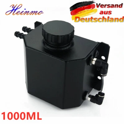 Aluminium 1000ml Auto Motoröl Catch Can Reservoir Tank 1L Schwarz Universal CNC - Bild 1 von 4