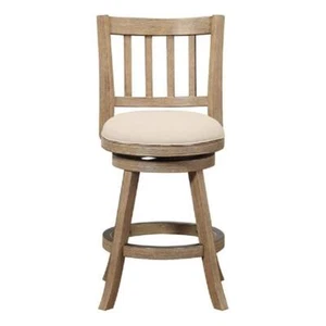 Boraam Wood Sheldon Swivel Counter Stool in Driftwood Wire-Brush and Oatmeal - Picture 1 of 4