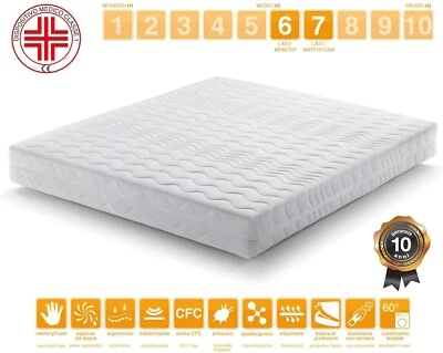 Marcapiuma Materasso Matrimoniale Memory 150x190 alto 20 cm SUNRISE NUOVO - Immagine 1 di 4