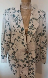 Vintage Mardi Modes M Womans Blazer 1 Button Front Tan Bluish/Gray Floral - Picture 1 of 7