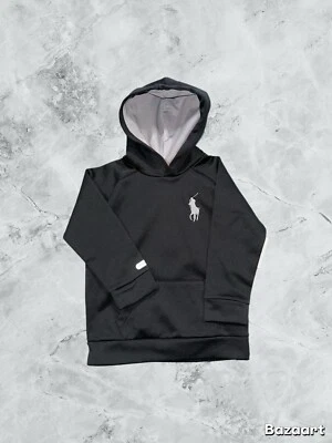 Polo Ralph Lauren Boys Youth Hoodie Sweatshirt Size 5 Black/Grey Big Pony - Image 1 of 4