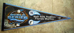 New York YANKEES vs FLORIDA MARLINS 2003 World Series 100th Anniversary PENNANT - Picture 1 of 1