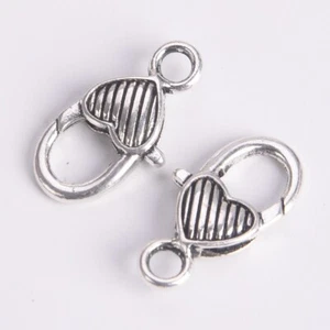 5pcs 27x14mm Tibetan Silver Heart Lobster Claw Clasp for Jewelry Making DIY Lot - Picture 1 of 3