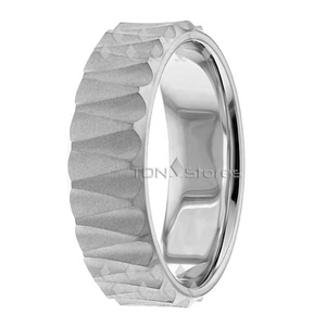 MENS 14K SOLID GOLD WEDDING BANDS WOMENS 14K WHITE GOLD WEDDING BAND RING SET - Picture 1 of 3