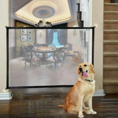 Portable Magic Mesh Pet Dog Cat Gate Door Barrier Safe Nets Guard Install Fences - Image 1 of 4