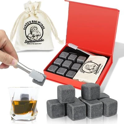 Juego de regalo de piedras de whisky grandes de 1 pulgada 9 piezas - Cubitos de hielo de whisky reutilizables bourbon Foto 1 de 4