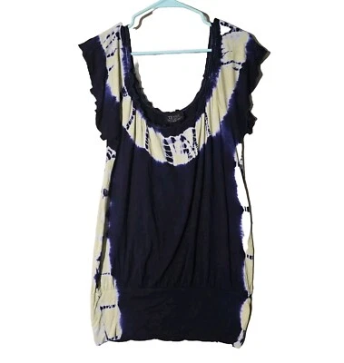 Top Tie Dye Mujer Pequeño Púrpura Amarillo Hippie Bohemio Chic Foto 1 de 4