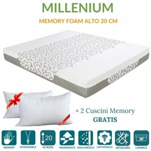 MATERASSO IN MEMORY FOAM ALTO 20 CM ORTOPEDICO MASSAGGIANTE SFODERABILE - ALBA - Zdjęcie 1 z 189