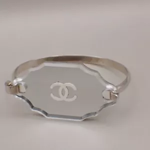 CHANEL CC Logo Mirror Bangle Bracelet 03C Silver France Accessory 62RK170 - Picture 1 of 11