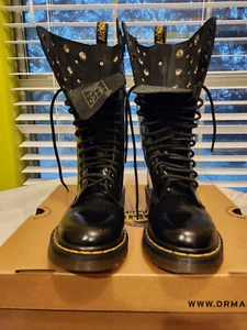 Dr Doc Martens 1914 Leather Lace Up Boots, Black UK 5, US 7 Womans, Custom Spike - Picture 1 of 8