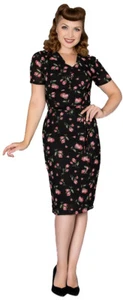 Vestido Rockabilly Sheen «DAHLIA BLUMEN» Vintage Floral Manga Corta - Imagen 1 de 4