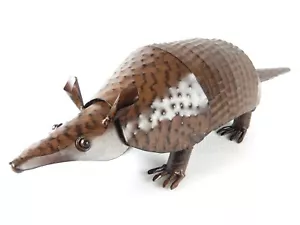 22" Long Metal Armadillo Figurine Yard Art Sculpture Springy Tail Texas Rustic - Picture 1 of 8