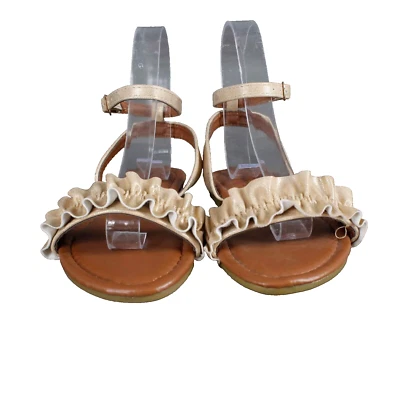 Sandalias Nanette Lepore Talla 12 Niñas Dorado Champagne Volantes Correa Hecho por el Hombre Material Foto 1 de 4