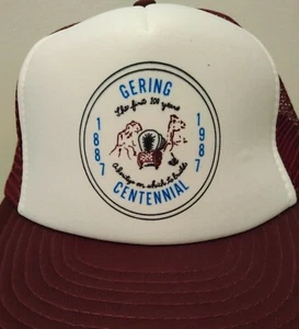 Vintage 1987 Snapback Mesh Trucker Hat Cap Gering Nebraska Centennial NOS - Picture 1 of 7