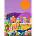Moroccan Sun Colourful Illustration Landscape Huge Wall Art Poster Print