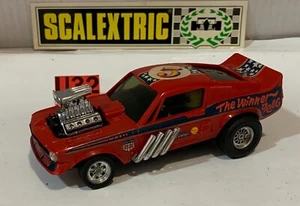 Slot Car scalextric exin C-4049 Ford MUSTANG Dragster #5 Winner Drag Red Dark - Picture 1 of 9