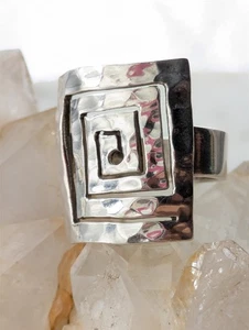 Anillo espiral rectangular vintage de plata esterlina maciza tamaño 8-8 gramos - Imagen 1 de 6
