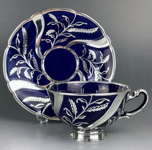 Richard Ginori Sterling Silver Wrapped Cup Saucer Art Nouveau - Picture 1 of 15