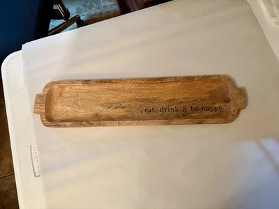 Mud Pie Wooden Tray 19.5” Eat Drink & Be Happy - Image 1 of 3
