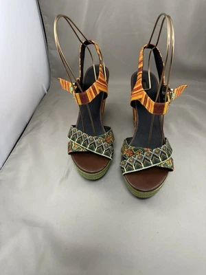 Sandalias Geox Cuña Multicolor Naranja Estilo Bohemio Talla 41 Foto 1 de 4