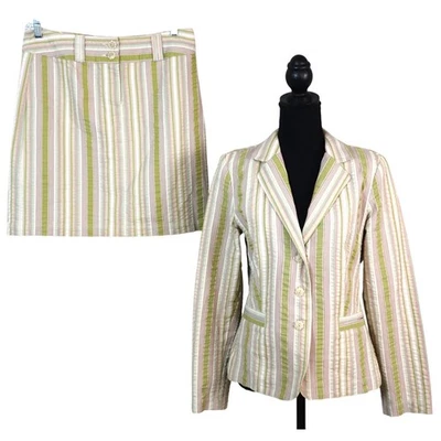 Minifalda Traje Vintage Y2K Cabi Pin Rayas Rosa Verde Mujeres 10 ALGODÓN Verano Foto 1 de 4