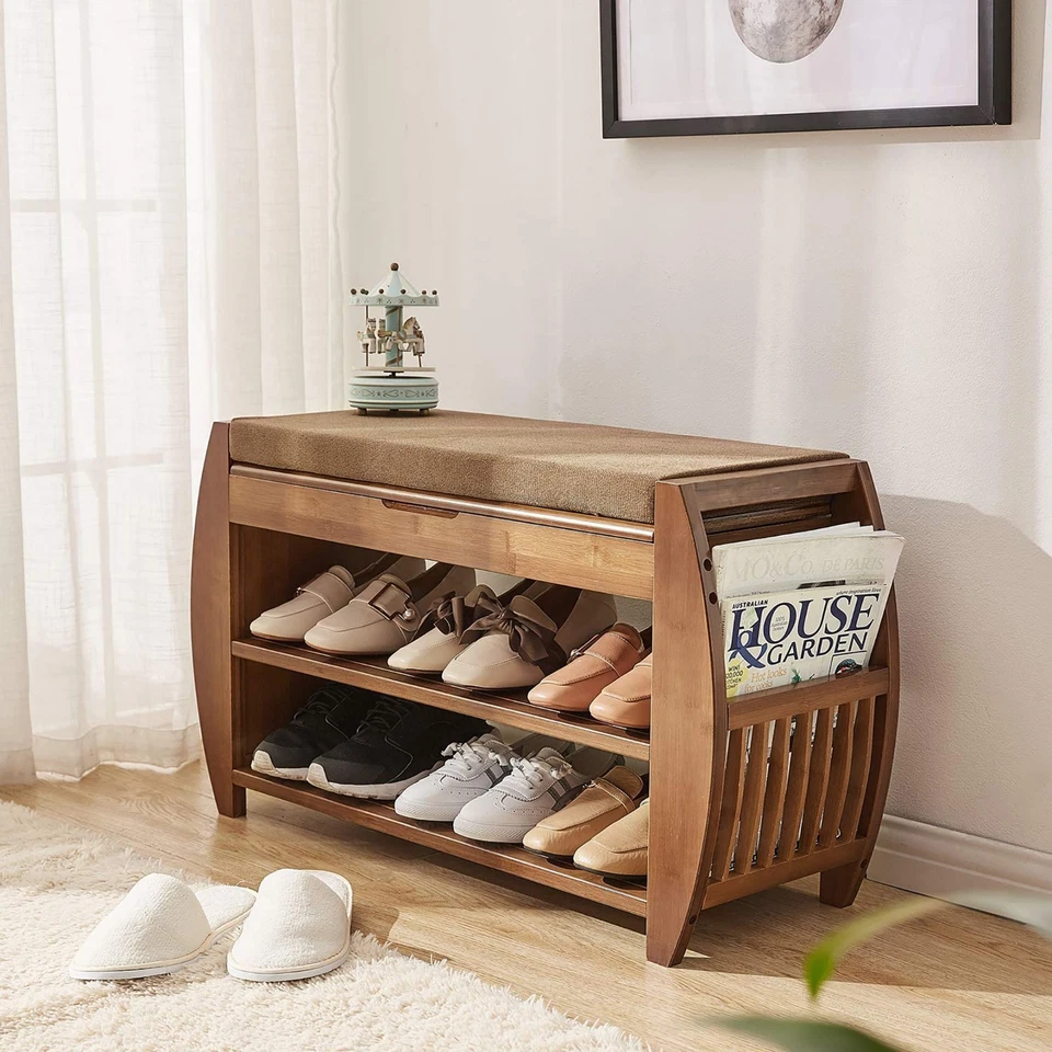Discount Space Saving Multifunctional Storage Bench Shoe Rack Magazine Holders - Image 1 of 4