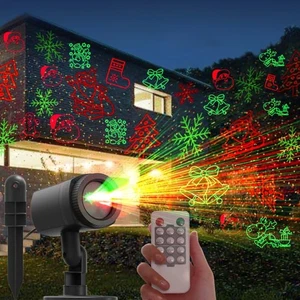 Projector Lights Christmas Outdoor With Remote 12 Decoration Patterns Red Green - Picture 1 of 7