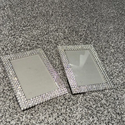 Juego de 2 marcos de fotos Carlton 4x6 de diamantes de imitación de cristal plateado Z Gallerie Foto 1 de 4