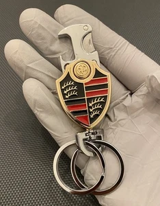 Porsche Logo Crest Badge Keychain Carbon All Metal NEW - Bild 1 von 5
