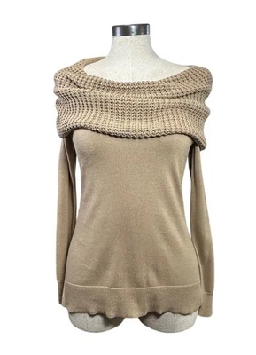 Suéter túnica cuello capucha MICHAEL KORS talla XS tostado costilla textura tejido 100 % algodón acogedor Foto 1 de 4