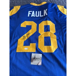 Autogramm Marshall Faulk Trikot NFL STL LA Rams signed blau BAS COA Gr. XL  - Bild 1 von 9