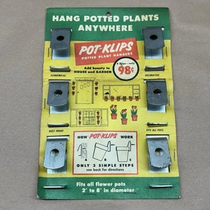 Vintage Cardboard Pot-Klips Potted Plant Hangers Garden Hardware store display - Picture 1 of 7
