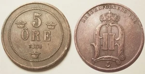 Suède, 5 Ore 1884, TTB et belle patine !! - Imagen 1 de 1