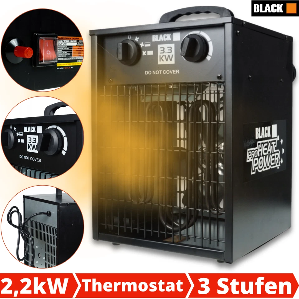 Heizlüfter Bauheizer Elektro Heizgerät Keramik 2,2kW Elektroheizer Heizgebläse - Bild 1 von 4