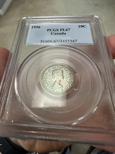 1956 PL-67 Canadian Silver 10 Cent Coin PCGS - Rainbow Tones - Bild 1 von 4