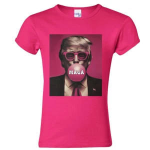 Donald Trump MAGA Bubble Gum 2024 Youth Girls T shirt Never Surrender USA - Picture 1 of 7