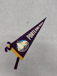 Vintage Portland Maine Purple Pennant Felt Souvenir 17" - Picture 1 of 3