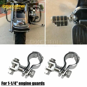 1 1/4" Highway Engine Guard Crash Bar Foot Pegs Mount Clamp for Harley Touring - Picture 1 of 7
