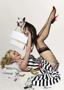 Retro Gil Elvgren Pinup Girl HUGE A1 59.4x84cm Canvas ART Print Poster Unframed - Picture 1 of 3