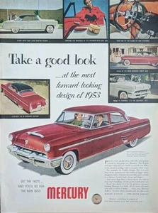 1953 vintage Mercury print ad. Red Hard Top Vehicle. - Bild 1 von 1