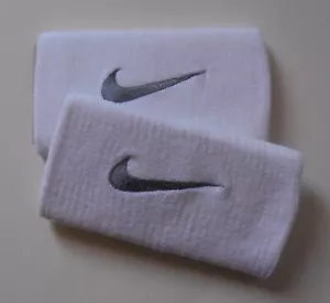 Nike Premier Doublewide Wristbands Tennis 2018 White/Cool Grey 1 pair - Picture 1 of 2