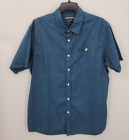 RVCA Shirt Mens Large Blue Print Short Sleeve Regular Fit Button Up Preppy