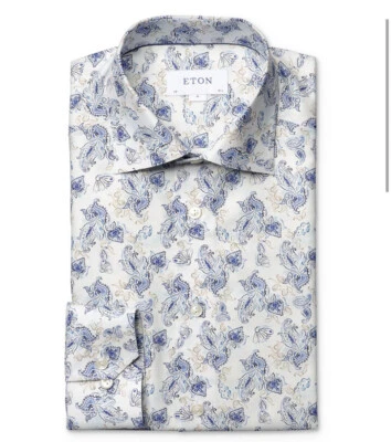 ETON Lightweight Twill Paisley Slim Fit Dress Shirt Sz: Small  - Image 1 of 4