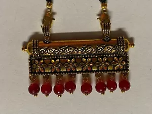 INDIEN MANGALSUTRA rot/Perlen GOLDENE HALSKETTE - BOLLYWOOD SUHAG HOCHZEIT - USA VERKÄUFER - Bild 1 von 9