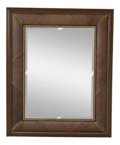 F32315EC: WINDSOR ART Large Textured Leather Frame Beveled Mirror - Picture 1 of 7