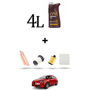 HOFFCAR Kit tagliando 4 FILTRI e 4L OLIO per Alfa Romeo Mito (955) 1,3 jtdm 70kw - Imagen 1 de 6
