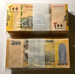 Yemen 200 Rials 100 Pcs P-38 2018 Bundle 100 Pcs UNC FLAWLESS - Picture 1 of 4
