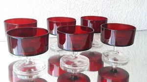 Cuento de vino espumoso/champagne France 70 6/juego de postre rojo rubí vintage - Imagen 1 de 7