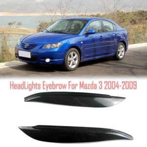 Carbon Fiber Headlight Cover Eyebrows Eyelid Trim Sticker Fit For Mazda 3 04+ - Picture 1 of 12